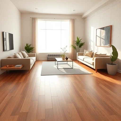 Perfectly installed hardwood flooring in a modern living room with minimalist furniture and natural light accents.