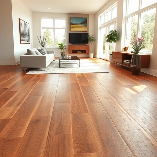 Elegant hardwood and tile flooring in a modern El Reno home with warm tones, soft lighting, and stylish decor.