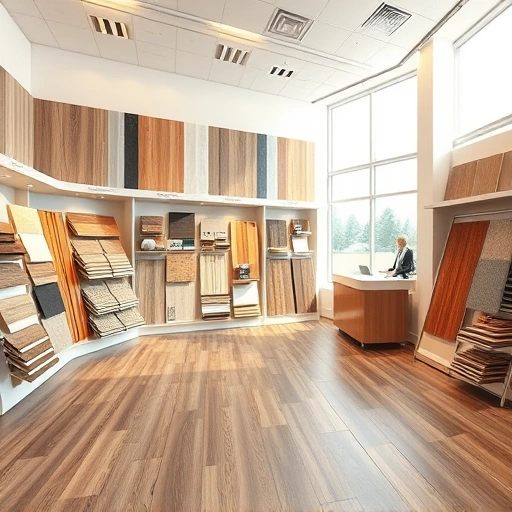 Showroom in Moore, OK featuring hardwood, laminate, tile, and carpet with modern displays and natural lighting.