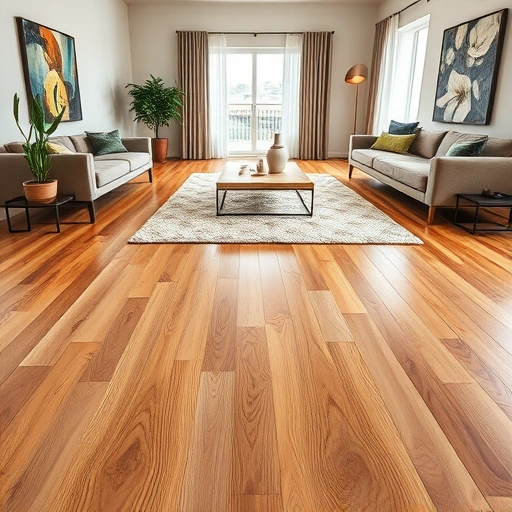Elegant wood flooring in a modern living room in Washington OK, featuring natural tones and stylish decor.