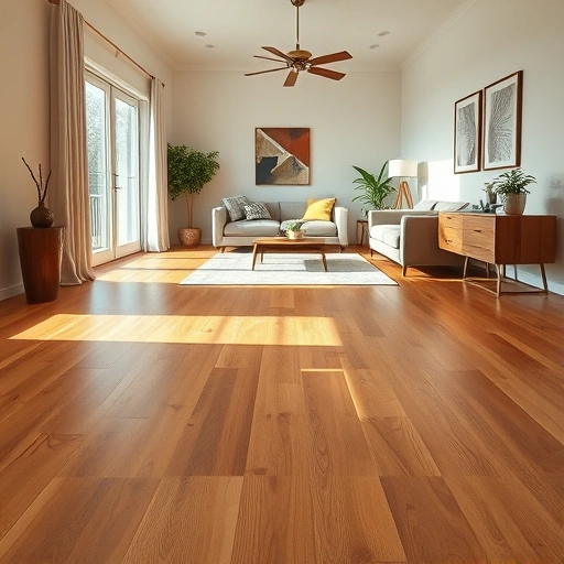 Spacious living area with warm wood floors, contemporary decor, and natural light enhancing the inviting atmosphere.