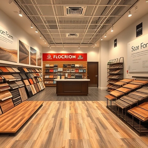 Showroom showcasing high-quality hardwood, laminate, vinyl, and tile flooring with elegant lighting and professional design.