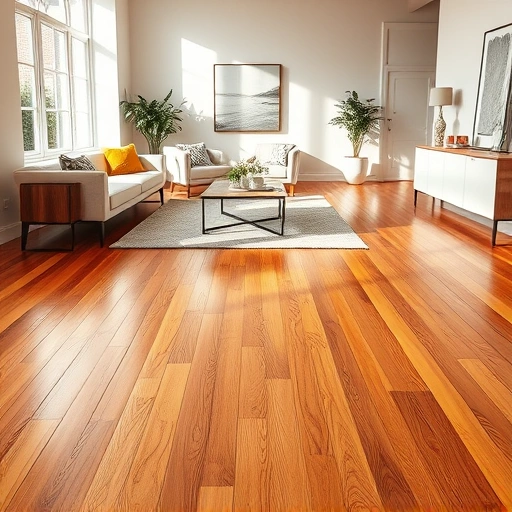 Hardwood floor refinishing in a contemporary Oklahoma City room with warm tones and elegant decor.