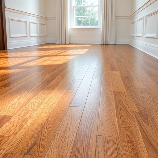Moisture barrier installation under pristine hardwood floors in a modern Oklahoma City room with natural light.