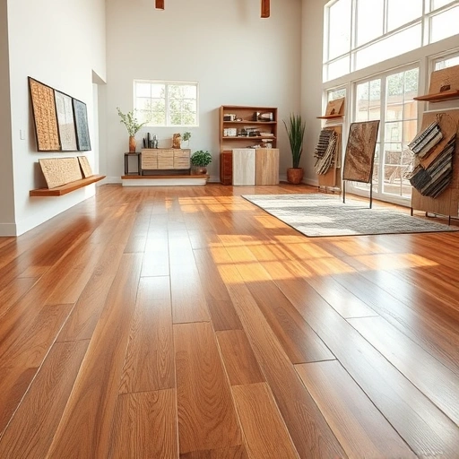 Showcase of a polished hardwood flooring installation in a bright, spacious room with elegant baseboards and stylish rugs.