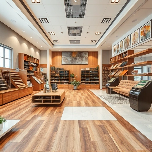 Showroom displaying high-quality hardwood, laminate, and tile flooring in a modern, organized setting.