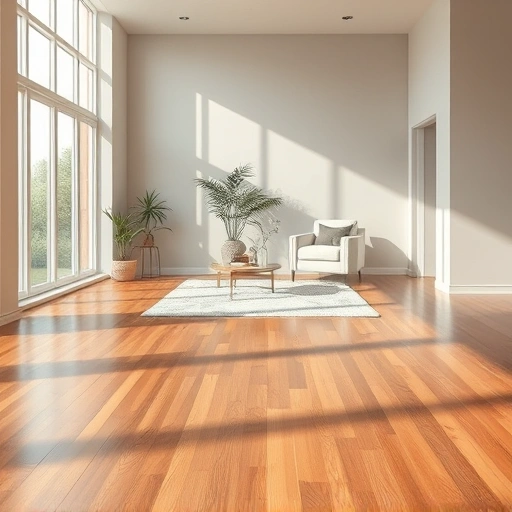 Spacious room with polished hardwood floors, neutral walls, large windows, and stylish decor in Oklahoma City.