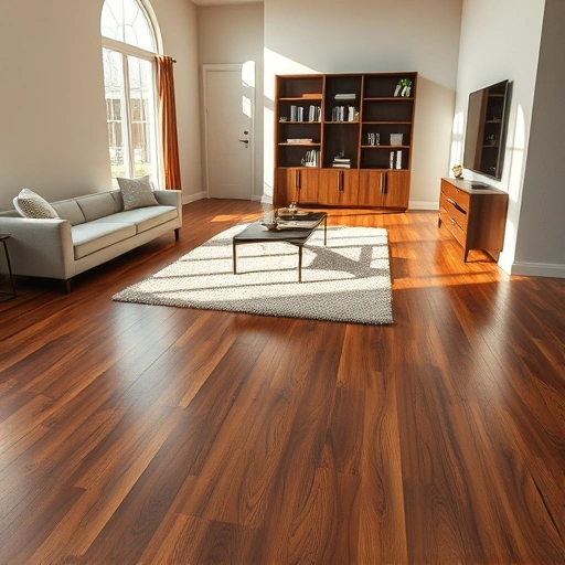 Spacious living room in Lexington, OK with rich hardwood floors, natural light, and elegant decor elements.