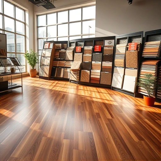 Showroom in Luther OK featuring polished hardwood floor, flooring samples, and elegant decor in a professional setting.
