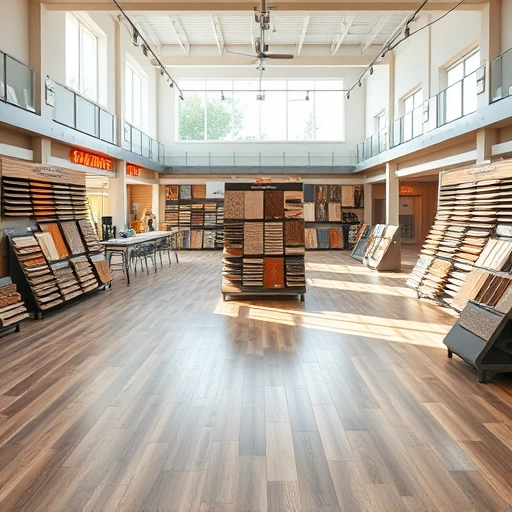 Spacious flooring showroom in Lexington OK showcasing hardwood, laminate, tile, and carpet with natural light and modern displays.
