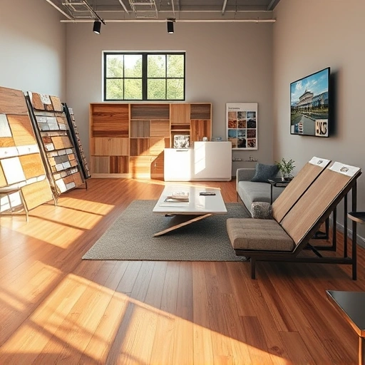 Showroom in El Reno OK showcasing diverse flooring options like hardwood, carpet, and tile in a professional setting.
