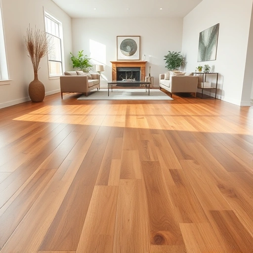 Elegant hardwood flooring in Yukon OK with rich tones and modern decor, showcasing craftsmanship and natural light.