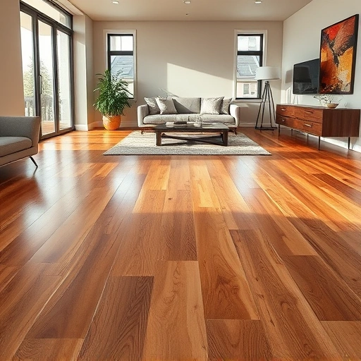 Hardwood floor repair in Oklahoma City showcasing rich textures and seamless planks in an elegantly furnished room.
