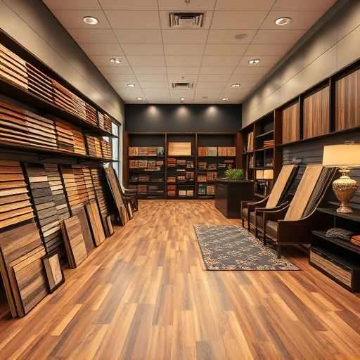 Flooring showroom in Mustang OK with diverse options like hardwood, laminate, tile, and carpet in a professional setting.
