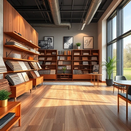 Showroom in Oklahoma City featuring diverse flooring options like hardwood, vinyl, and carpet with modern decor.