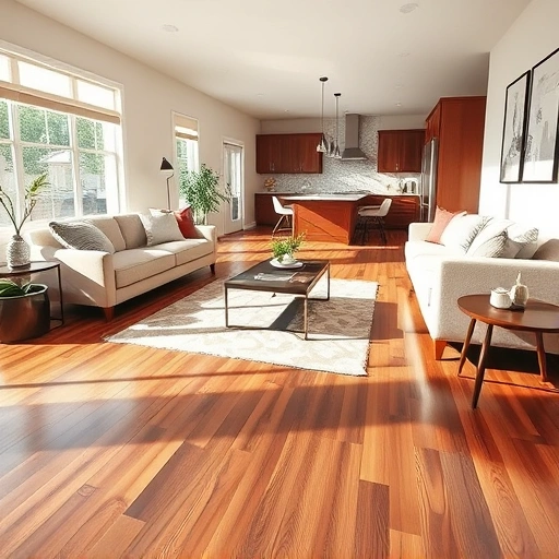 Beautifully designed living room in Jones, OK with gleaming hardwood floors and elegant furnishings.