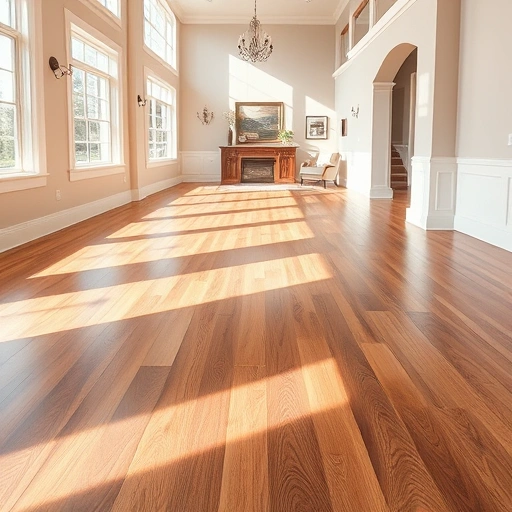 Spacious room with polished oak flooring, natural light, white baseboards, and neutral walls creating an inviting atmosphere.