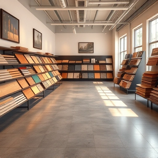 Elegant flooring showroom in Choctaw, OK, featuring hardwood, tile, and carpet options under warm lighting.