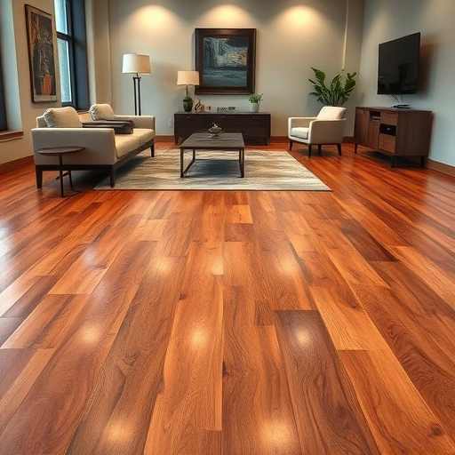 Stunning hardwood flooring project in Piedmont, OK with warm tones, glossy finish, and elegant minimalist decor.