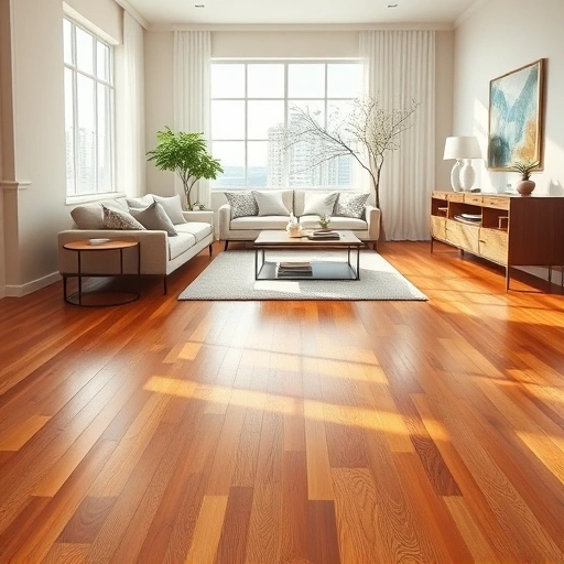 Hardwood floor acclimation service in Oklahoma City showcasing warm-toned floors and elegant interior decor.