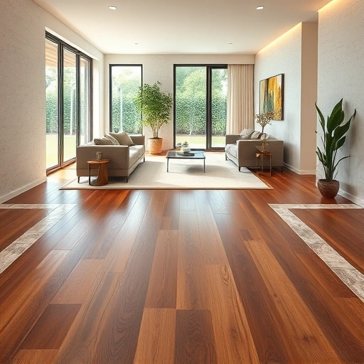 Completed flooring installation in Nichols Hills, OK featuring rich hardwood and elegant tile accents in a contemporary space.