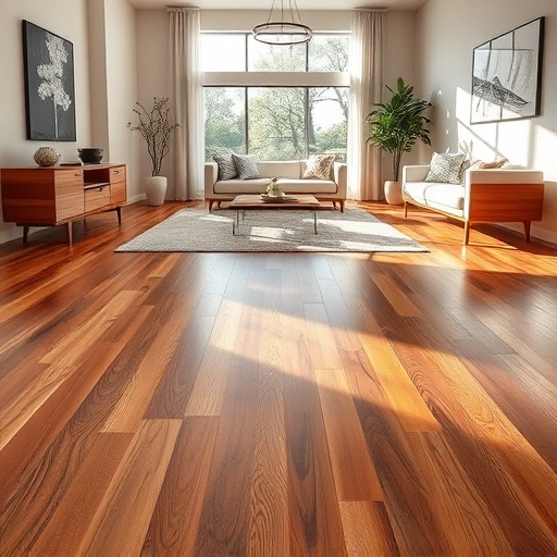 Flooring installation in Shawnee OK featuring rich hardwood planks, polished finish, and a modern, well-lit room.