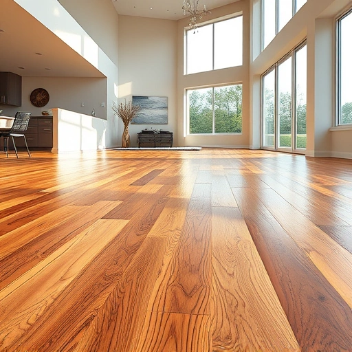Spacious room with gleaming hardwood flooring, warm oak tones, and perfectly aligned floorboards under natural light.