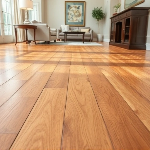 Hardwood floor seam repair in Oklahoma City showing seamless wood transitions, rich grain, and elegant interior design.