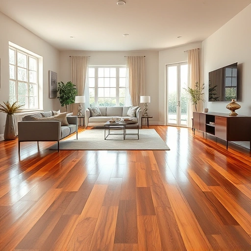 Beautifully installed polished hardwood flooring in a modern Bethany OK interior with elegant decor and natural light.