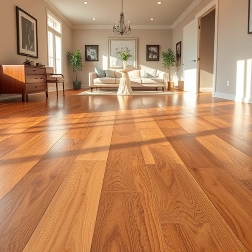 Completed hardwood flooring installation in Goldsby, OK, showcasing rich grain patterns in a stylish room.