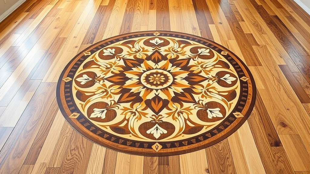 Hardwood floor medallion inlay installation projects in Oklahoma City OK