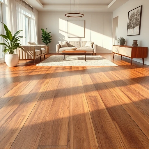 Hardwood floor seam repair in modern living room, showcasing seamless integration and rich tones of chestnut and oak.