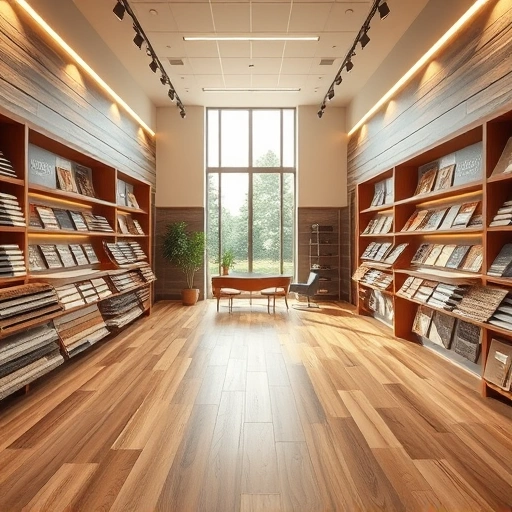 Showroom in Harrah, OK featuring diverse flooring options like hardwood and tile, elegantly displayed with labels.