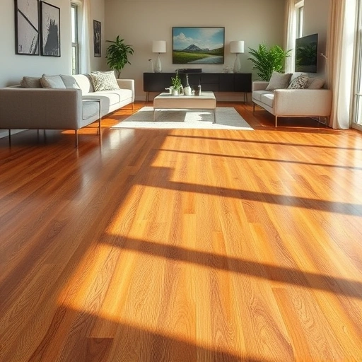 Elegant hardwood flooring installation in Shawnee OK with warm tones and modern decor in soft natural lighting.