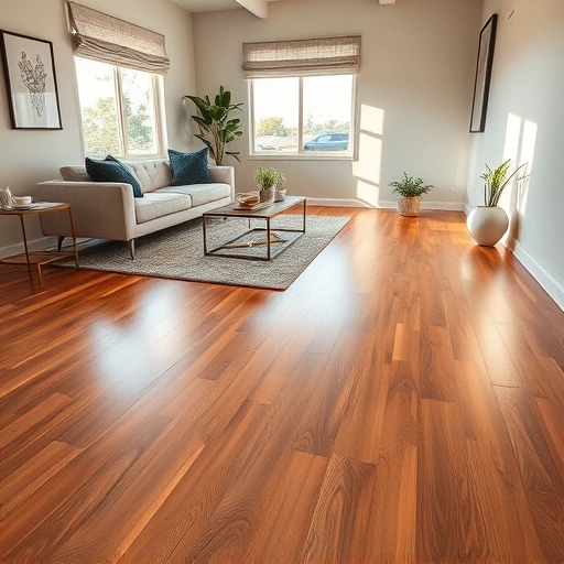 Beautifully polished oak hardwood floor installation in a modern Choctaw, OK room with stylish decor and natural light.