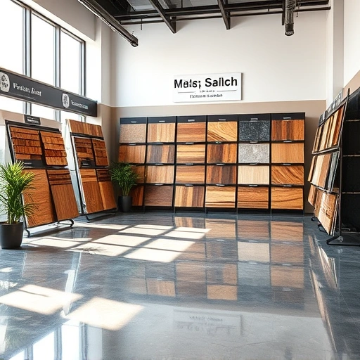 Showroom in Harrah, OK features diverse flooring samples with elegant decor and natural light for a welcoming atmosphere.