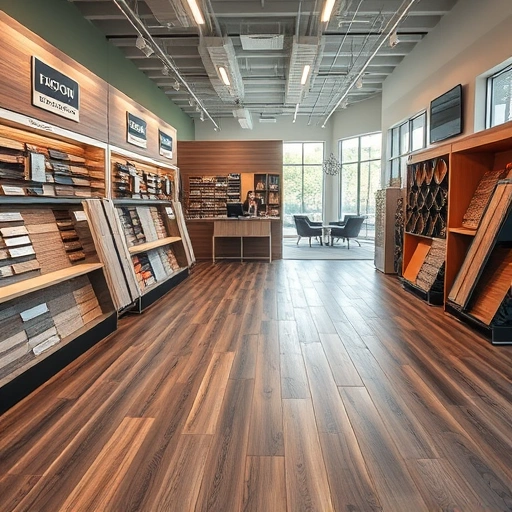 Showroom in Nichols Hills OK showcasing diverse flooring options like hardwood laminate and tile in a stylish setting.