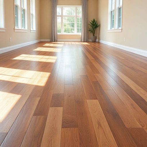 Moisture barrier installation under hardwood floors in a bright Oklahoma City room with elegant wood grain details.