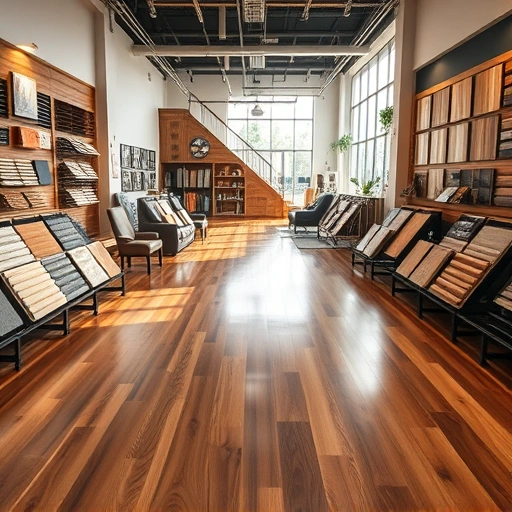 Flooring showroom in Arcadia OK with polished wood floors, stylish decor, and a variety of flooring samples displayed.
