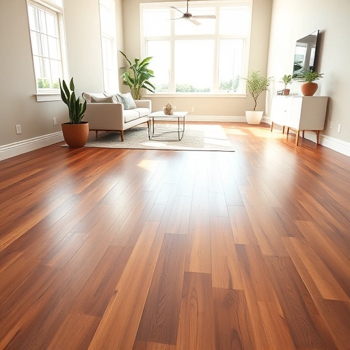 Beautiful hardwood flooring installation in Newalla OK with polished planks and elegant decor in a bright interior.