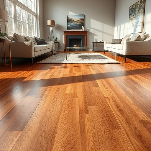 Polished hardwood floor repair in a modern living room with tasteful decor and natural light in Oklahoma City.
