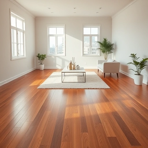 Perfectly installed hardwood flooring in a spacious Tuttle OK room with minimalist decor and natural light.
