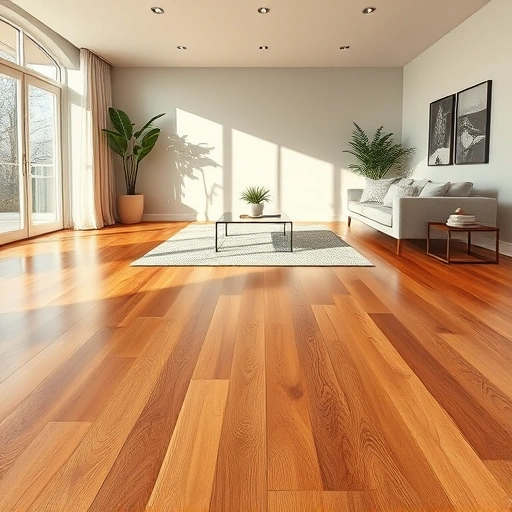Spacious living room in Newalla, OK with gleaming hardwood floors, minimalist furniture, and stylish decor elements.
