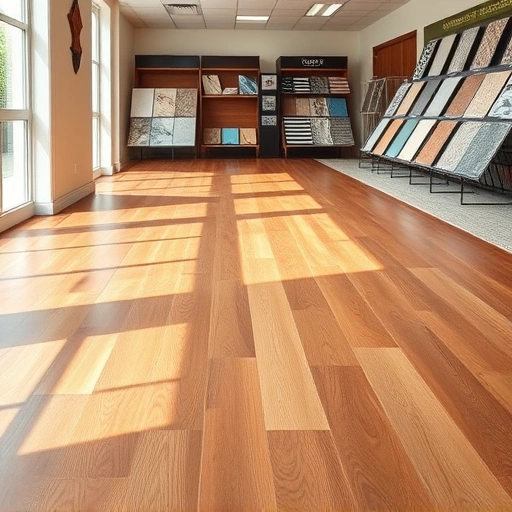 Completed flooring installation showcasing hardwood floors, elegant baseboards, and a stylish showroom in Edmond OK.