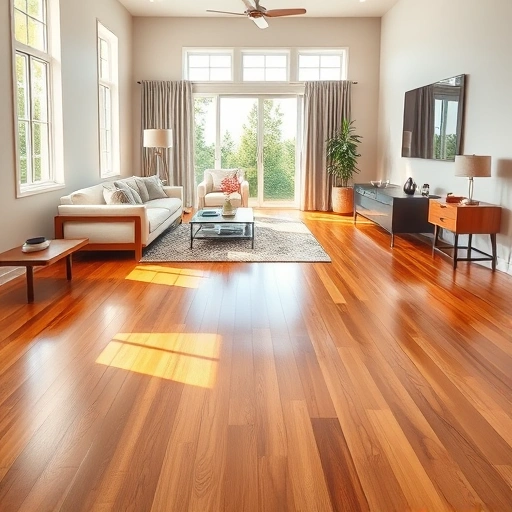 Spacious living room in Newalla, OK with polished hardwood floors and natural light highlighting tasteful decor.