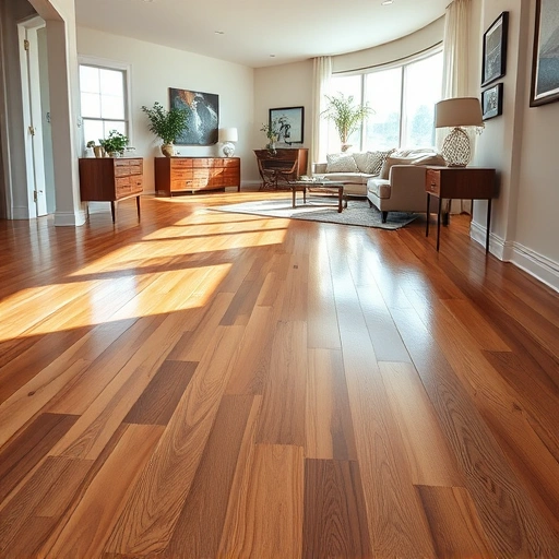 Beautifully polished hardwood floor in a modern interior with elegant baseboards and stylish decor in The Village OK.