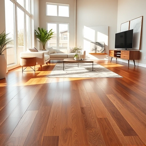Beautifully polished hardwood flooring in a modern Mustang OK interior with elegant furniture and natural light.
