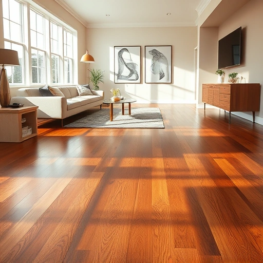 Polished hardwood flooring installation in a contemporary living space in Goldsby, OK with elegant decor and natural light.