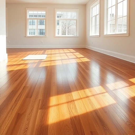 Spacious room with polished hardwood flooring, natural light, and neutral walls creating an elegant ambiance.