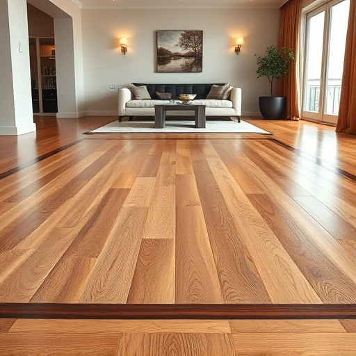Hardwood floor border inlay installation in Oklahoma City showcasing rich oak finish and expert craftsmanship.